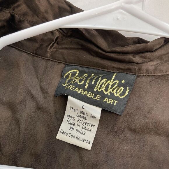 Bob Mackie Abstract Orange and Brown Blouse - Picture 9 of 11